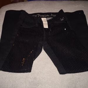 Justice black sequin jeans size 7 slim